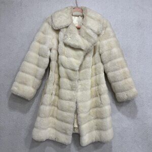 Vintage Mincara Russel Taylor Fur Coat Womens Medium White Plush 70s